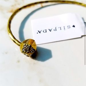 Silpada Vintage "On the Dot" Gold, Brass & Paved Crystal Cuff Bracelet